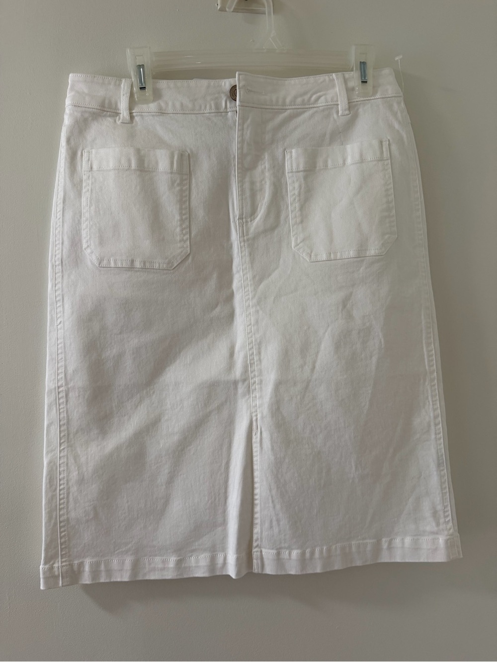 Christopher & Banks White Knee-Length Denim Skirt